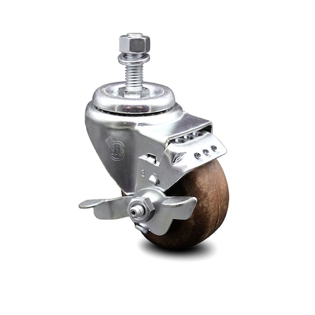 Service Caster 3 Inch High Temp Glass Filled Nylon 1/2 Inch Threaded Stem Caster with Brake SCC-TS20S314-GFNSHT-TLB-121315